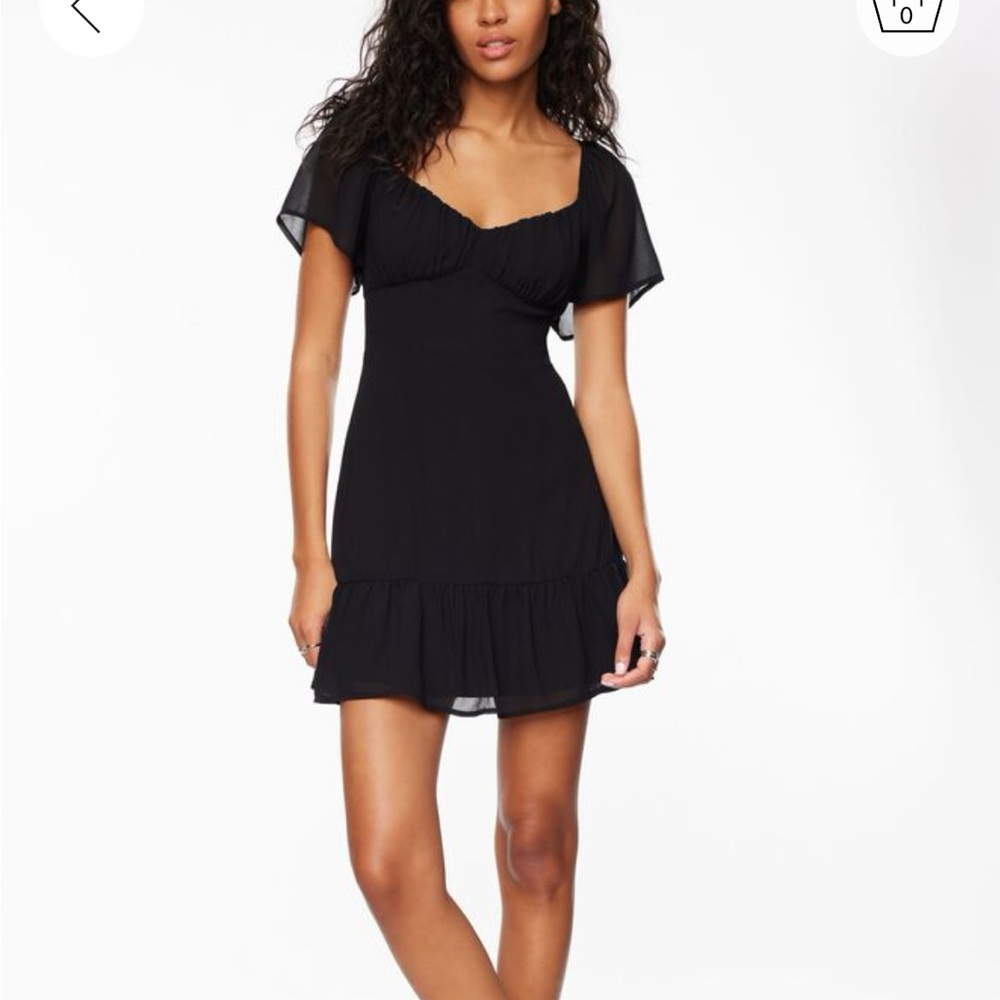 Dynamite Black Mini Dress with Flutter Sleeves